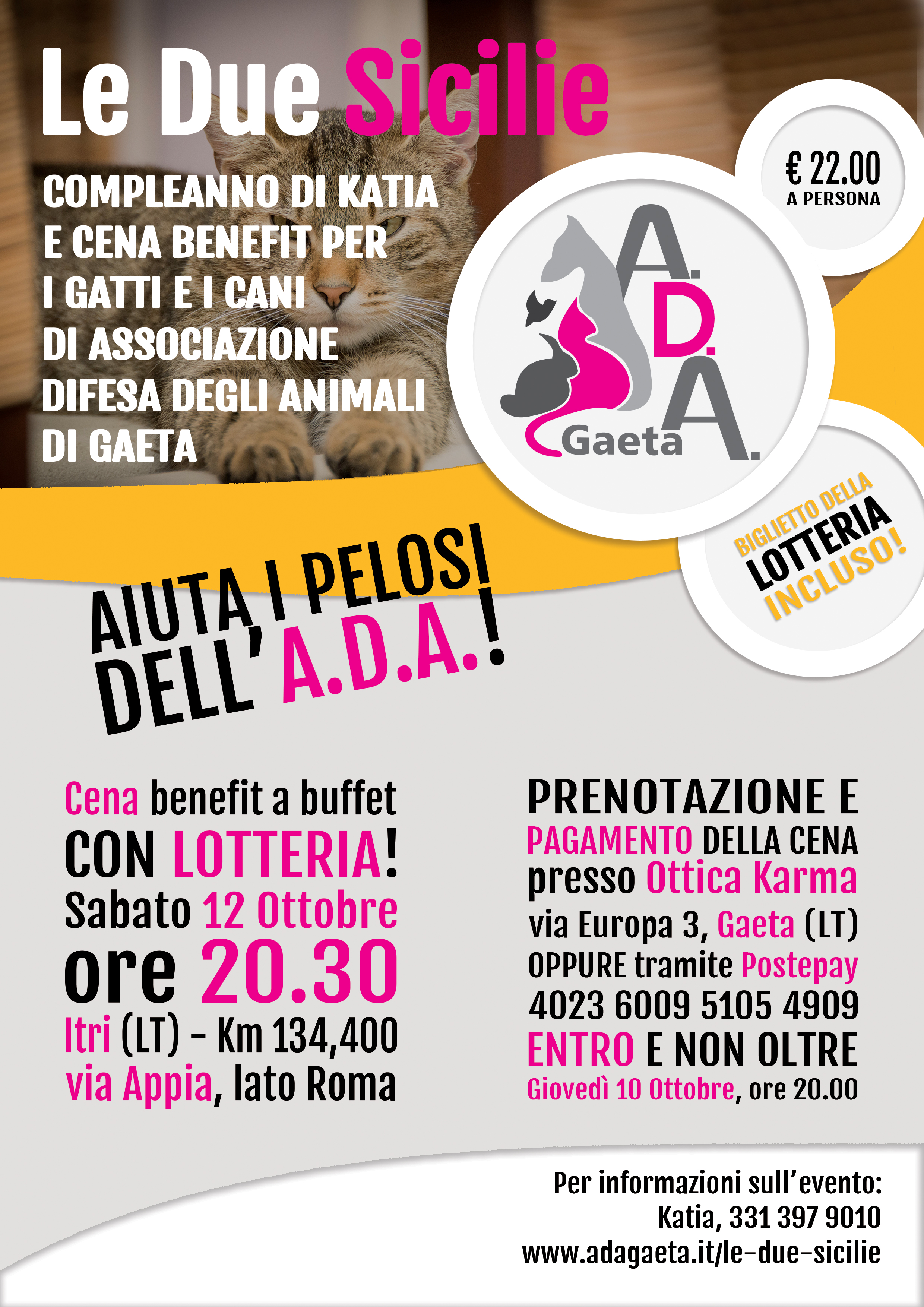 Le Due Sicilie - Cena benefit per i cani e i gatti di Associazione Difesa degli Animali di Gaeta